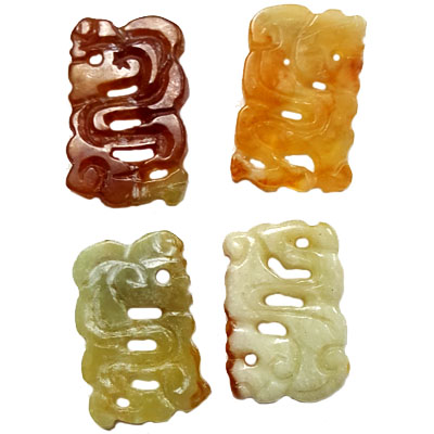 JADE SMALL PENDANT DRAGON 20X30MM MULTI (4 PCS)